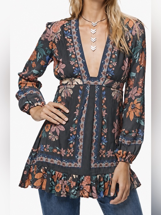 Free People Dresses & Skirts - Free People Violet Hill Printed Tunic Floral Sz 2 Small Bohemian